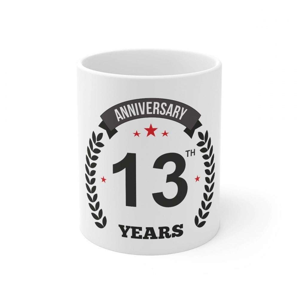 Generic Ceramic 13th Anniversary Printed Coffee Mug (Color: White, Capacity:330ml) Main image