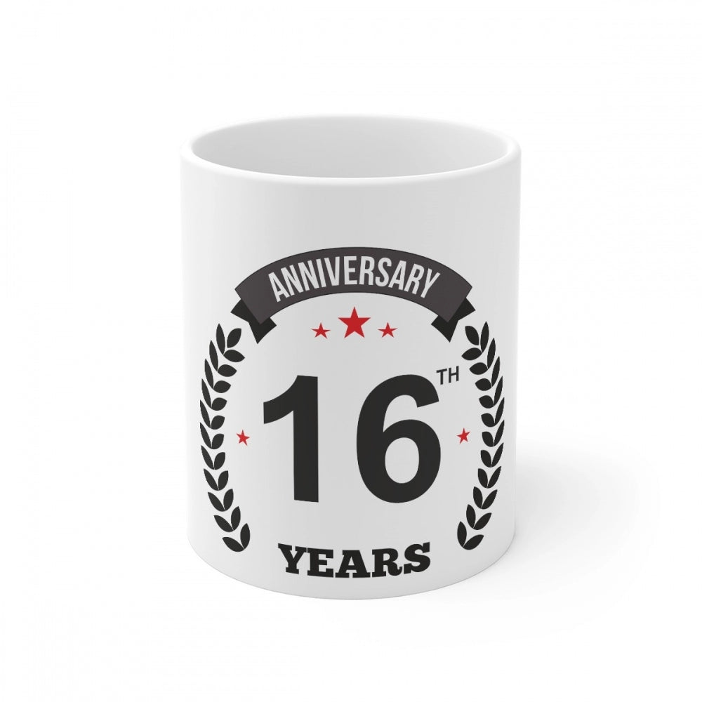 Generic Ceramic 16th Anniversary Printed Coffee Mug (Color: White, Capacity:330ml) Main image