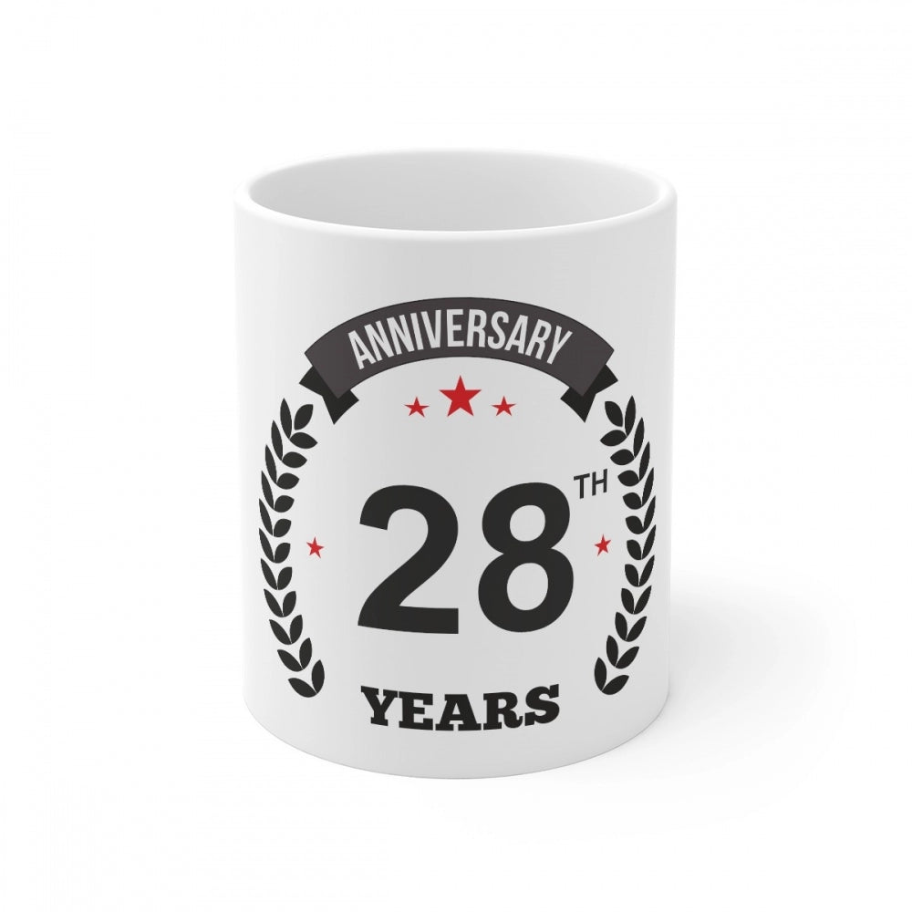 Generic Ceramic 28th Anniversary Printed Coffee Mug (Color: White, Capacity:330ml) Main image