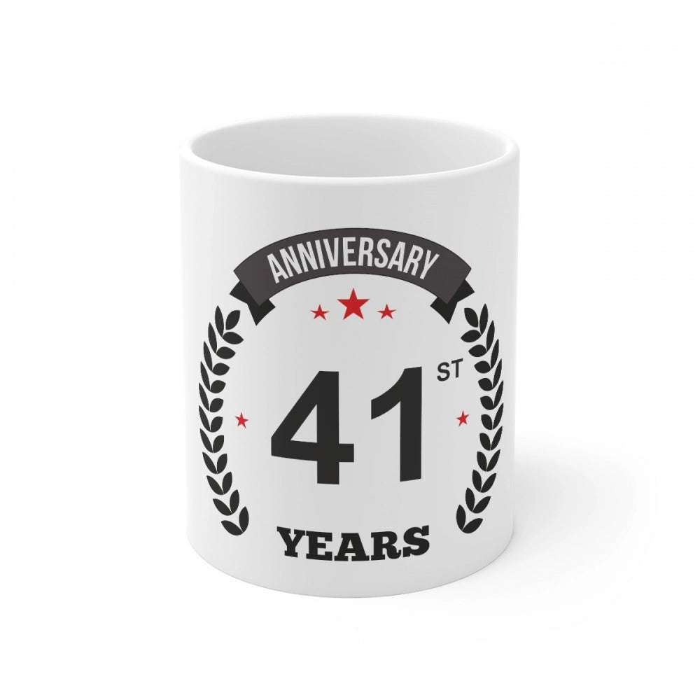 Generic Ceramic 41st Anniversary Printed Coffee Mug (Color: White, Capacity:330ml) Main image