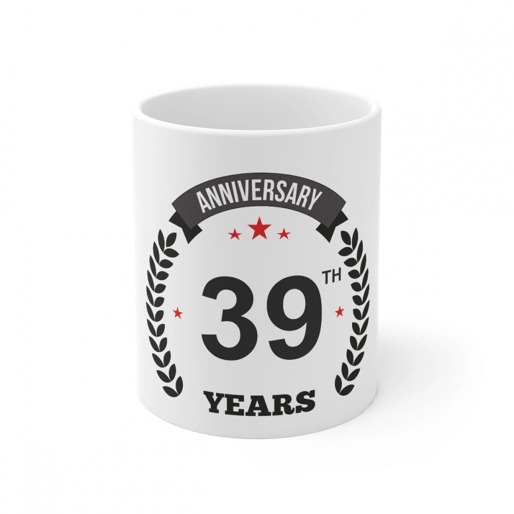 Generic Ceramic 39th Anniversary Printed Coffee Mug (Color: White, Capacity:330ml) Main image