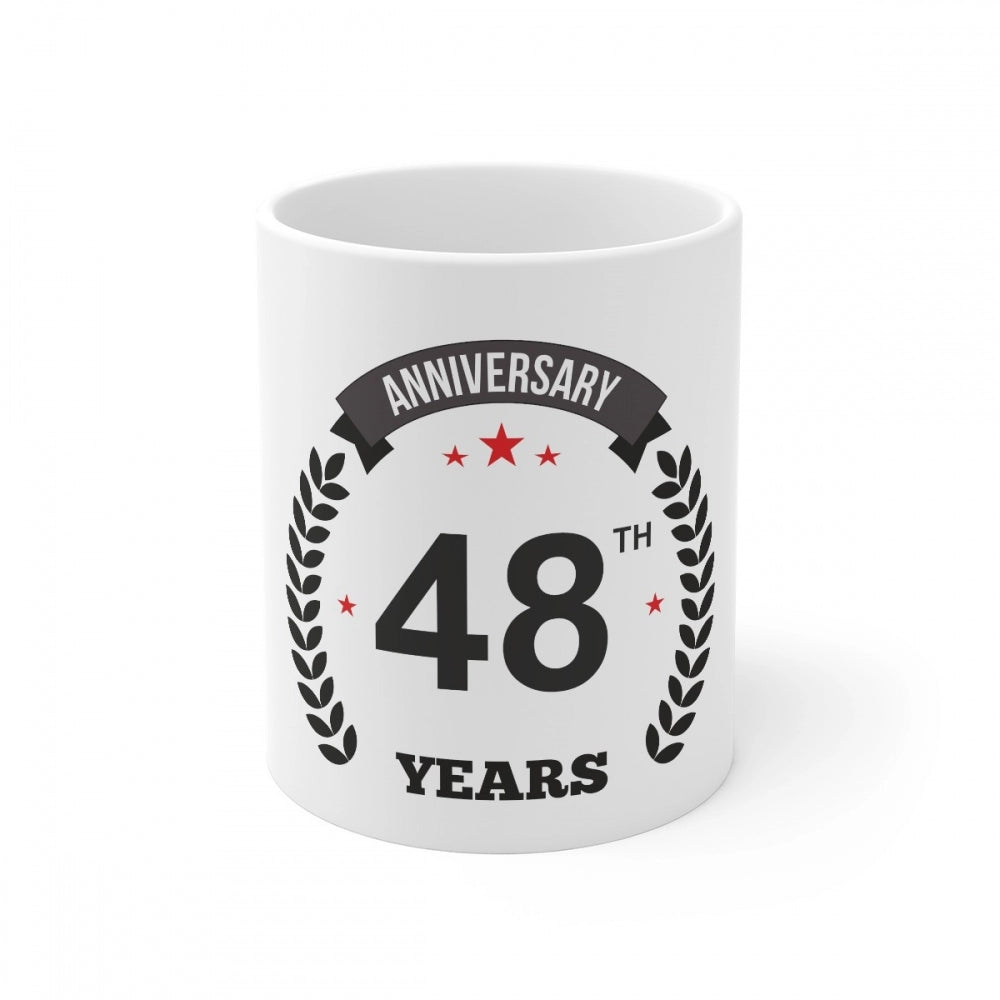 Generic Ceramic 48th Anniversary Printed Coffee Mug (Color: White, Capacity:330ml) Main image