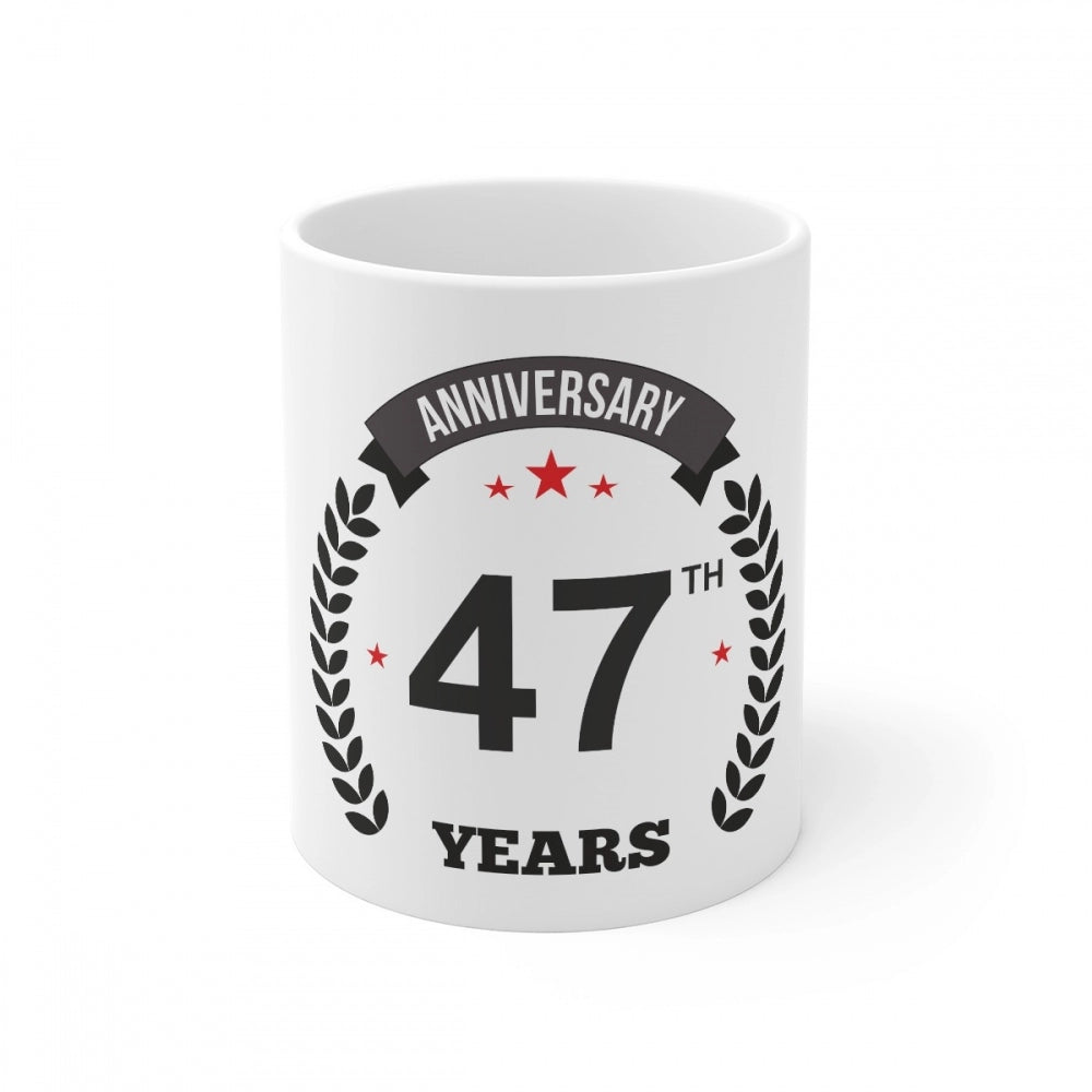 Generic Ceramic 47th Anniversary Printed Coffee Mug (Color: White, Capacity:330ml) Main image