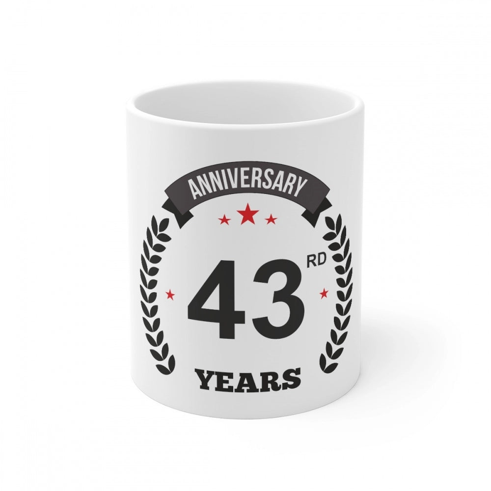 Generic Ceramic 43rd Anniversary Printed Coffee Mug (Color: White, Capacity:330ml) Main image