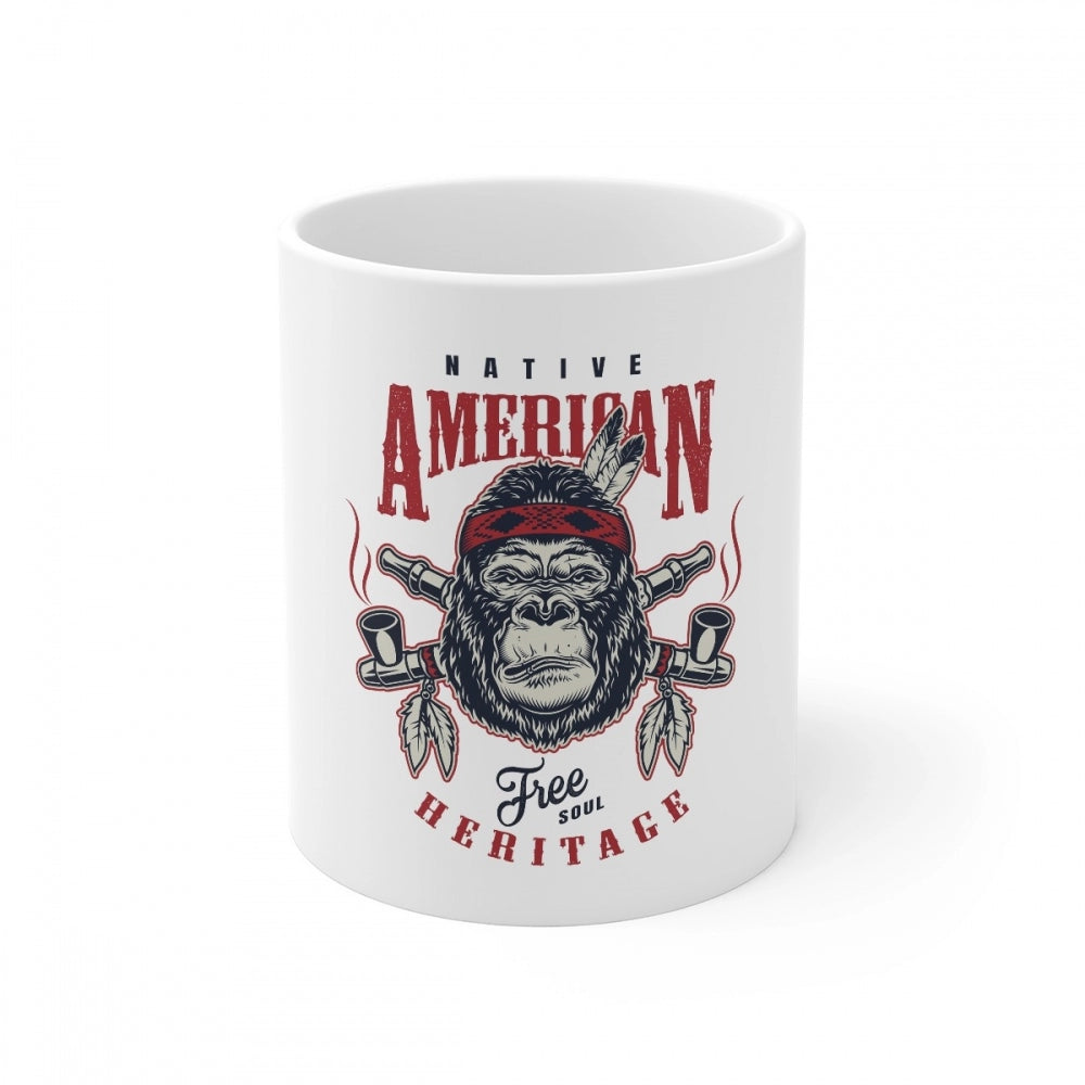 Generic Ceramic Gorila Desing Printed Coffee Mug (Color: White, Capacity:330ml) Main image