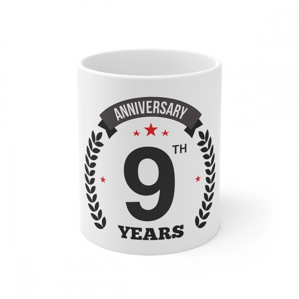 Generic Ceramic 9th Anniversary Printed Coffee Mug (Color: White, Capacity:330ml) Main image