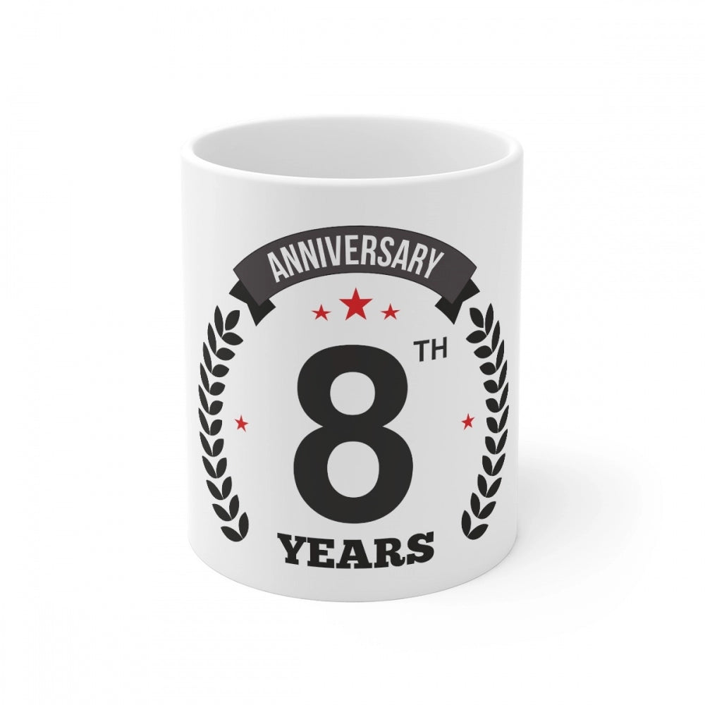Generic Ceramic 8th Anniversary Printed Coffee Mug (Color: White, Capacity:330ml) Main image