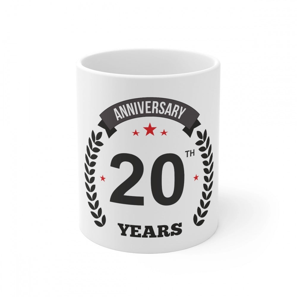 Generic Ceramic 20th Anniversary Printed Coffee Mug (Color: White, Capacity:330ml) Main image