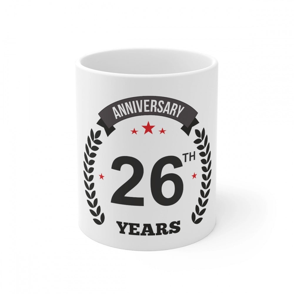 Generic Ceramic 26th Anniversary Printed Coffee Mug (Color: White, Capacity:330ml) Main image