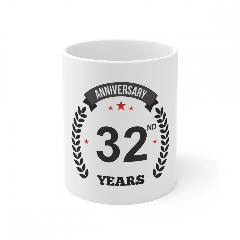 Generic Ceramic 32nd Anniversary Printed Coffee Mug (Color: White, Capacity:330ml) Main image