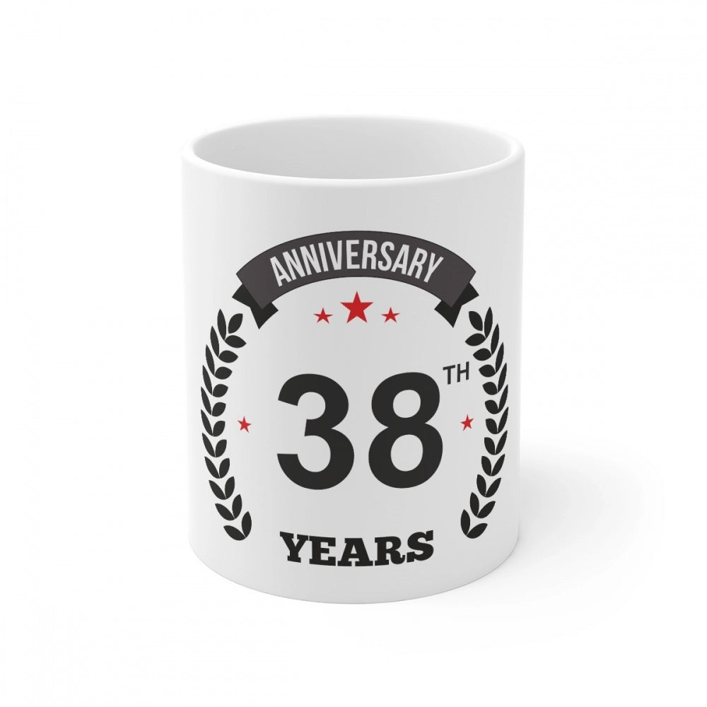 Generic Ceramic 38th Anniversary Printed Coffee Mug (Color: White, Capacity:330ml) Main image