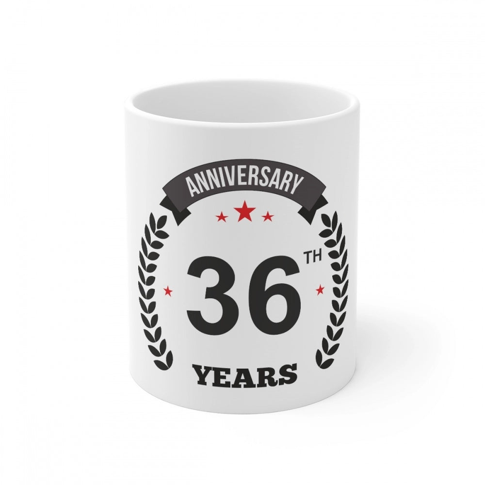 Generic Ceramic 36th Anniversary Printed Coffee Mug (Color: White, Capacity:330ml) Main image
