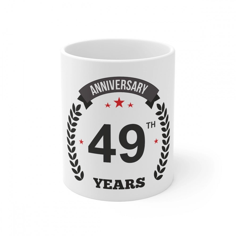 Generic Ceramic 49th Anniversary Printed Coffee Mug (Color: White, Capacity:330ml) Main image
