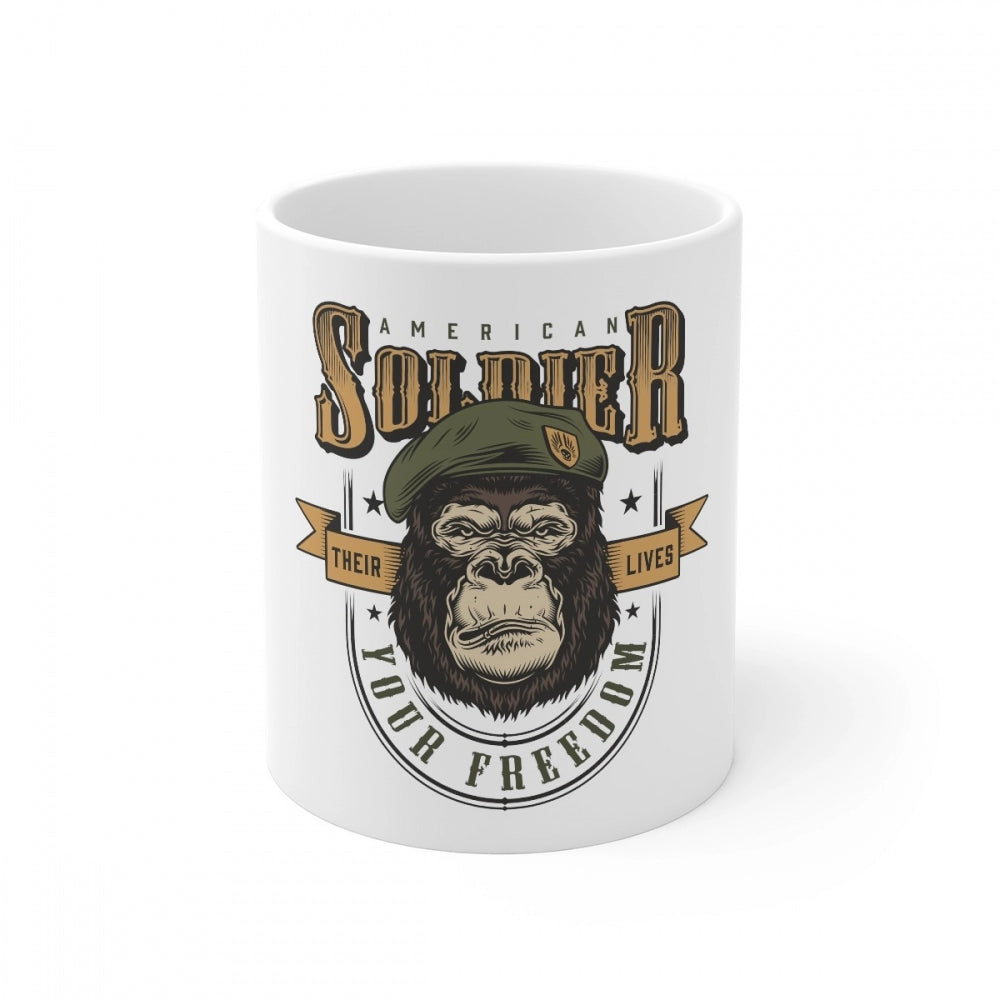 Generic Ceramic Gorila Desing Printed Coffee Mug (Color: White, Capacity:330ml) Main image