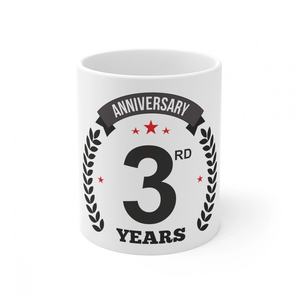 Generic Ceramic 3rd Anniversary Printed Coffee Mug (Color: White, Capacity:330ml) Main image