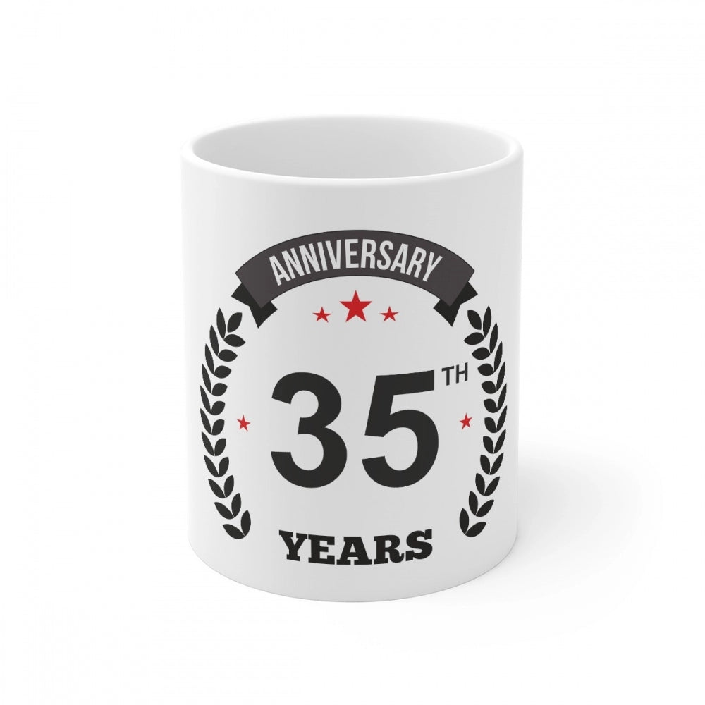 Generic Ceramic 35th Anniversary Printed Coffee Mug (Color: White, Capacity:330ml) Main image