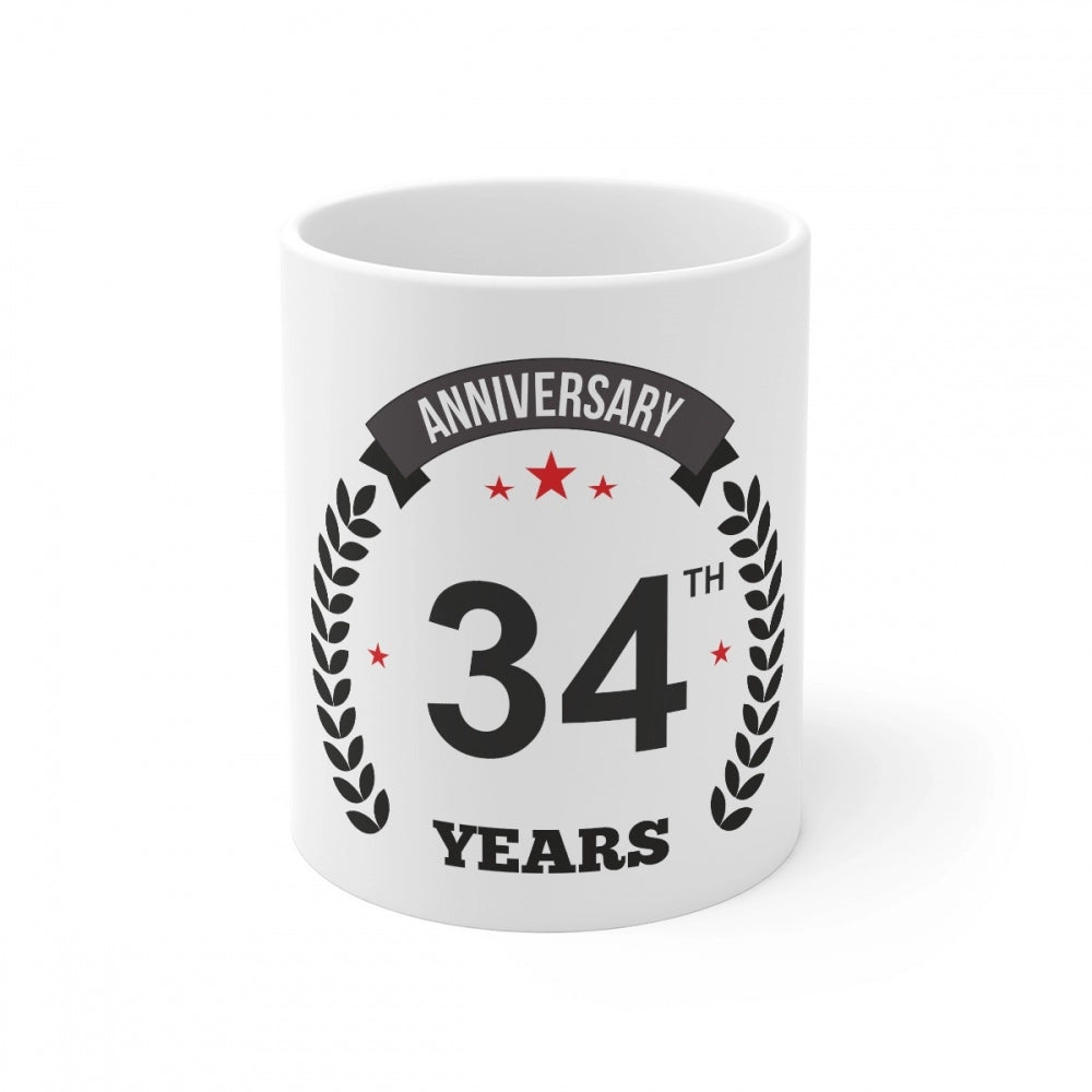 Generic Ceramic 34th Anniversary Printed Coffee Mug (Color: White, Capacity:330ml) Main image