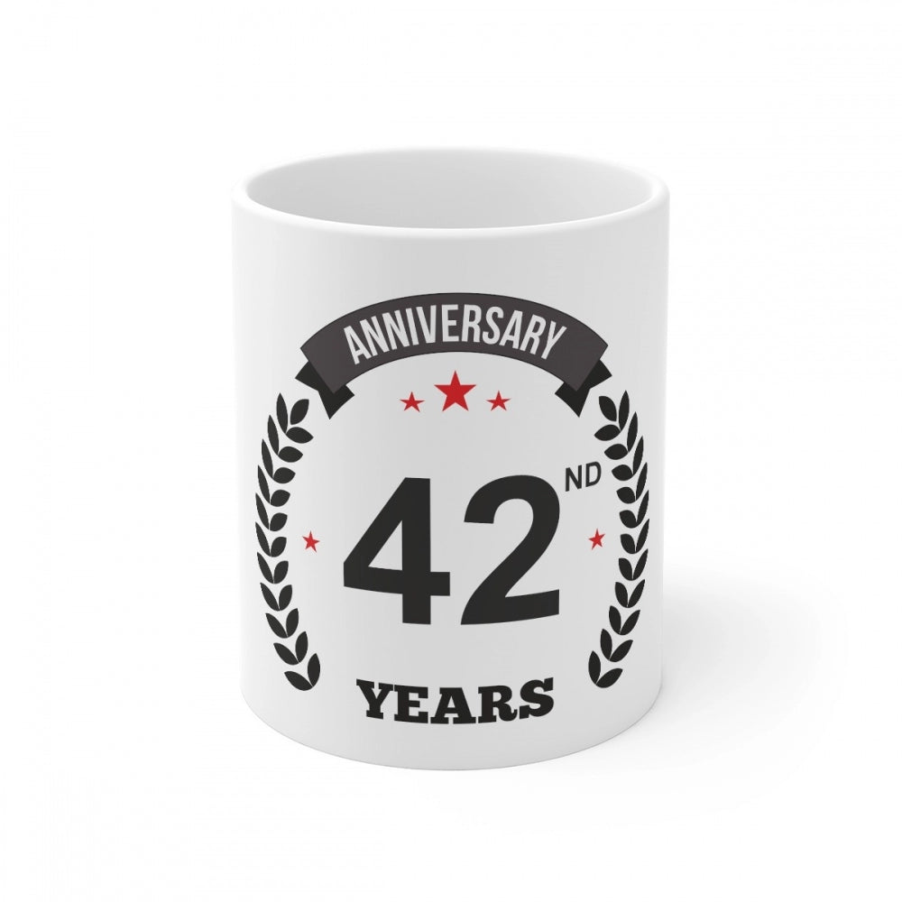 Generic Ceramic 42nd Anniversary Printed Coffee Mug (Color: White, Capacity:330ml) Main image