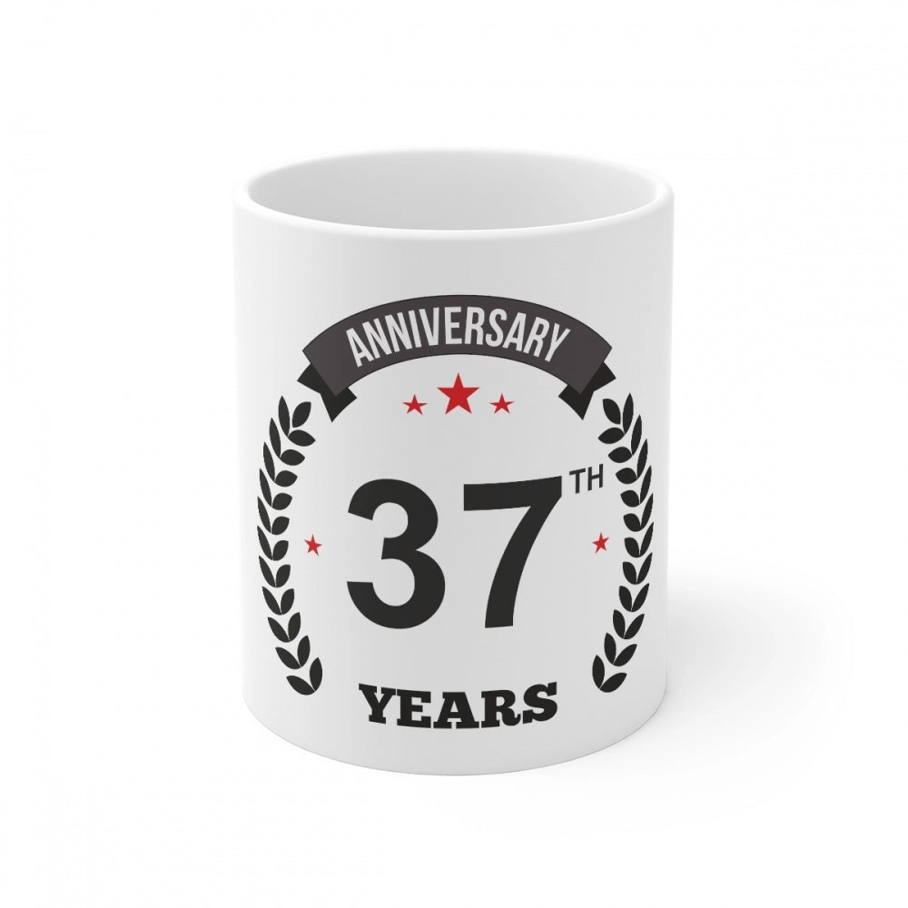 Generic Ceramic 37th Anniversary Printed Coffee Mug (Color: White, Capacity:330ml) Main image