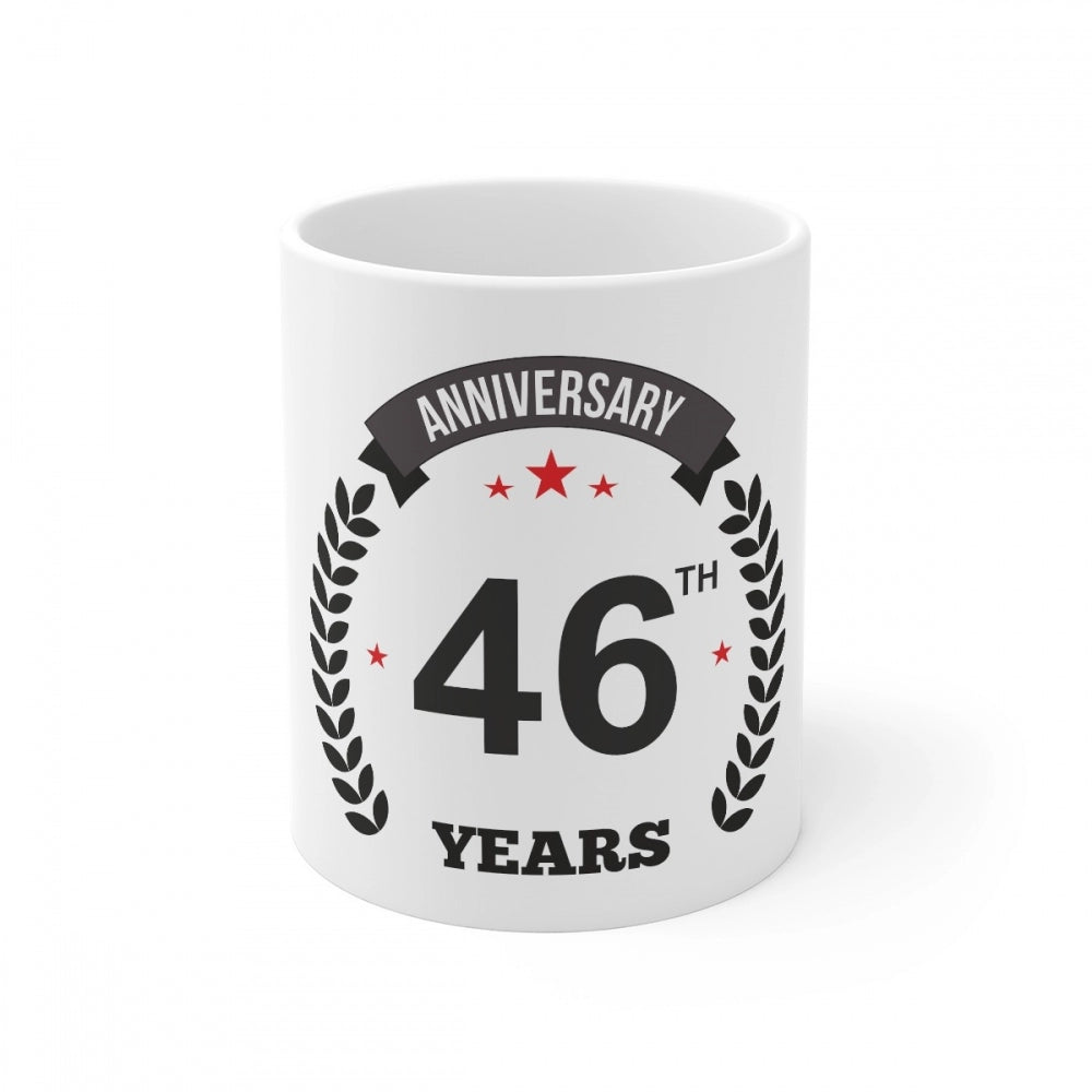 Generic Ceramic 46th Anniversary Printed Coffee Mug (Color: White, Capacity:330ml) Main image
