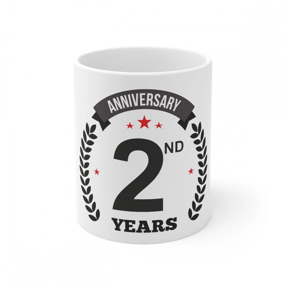 Generic Ceramic 2nd Anniversary Printed Coffee Mug (Color: White, Capacity:330ml) Main image