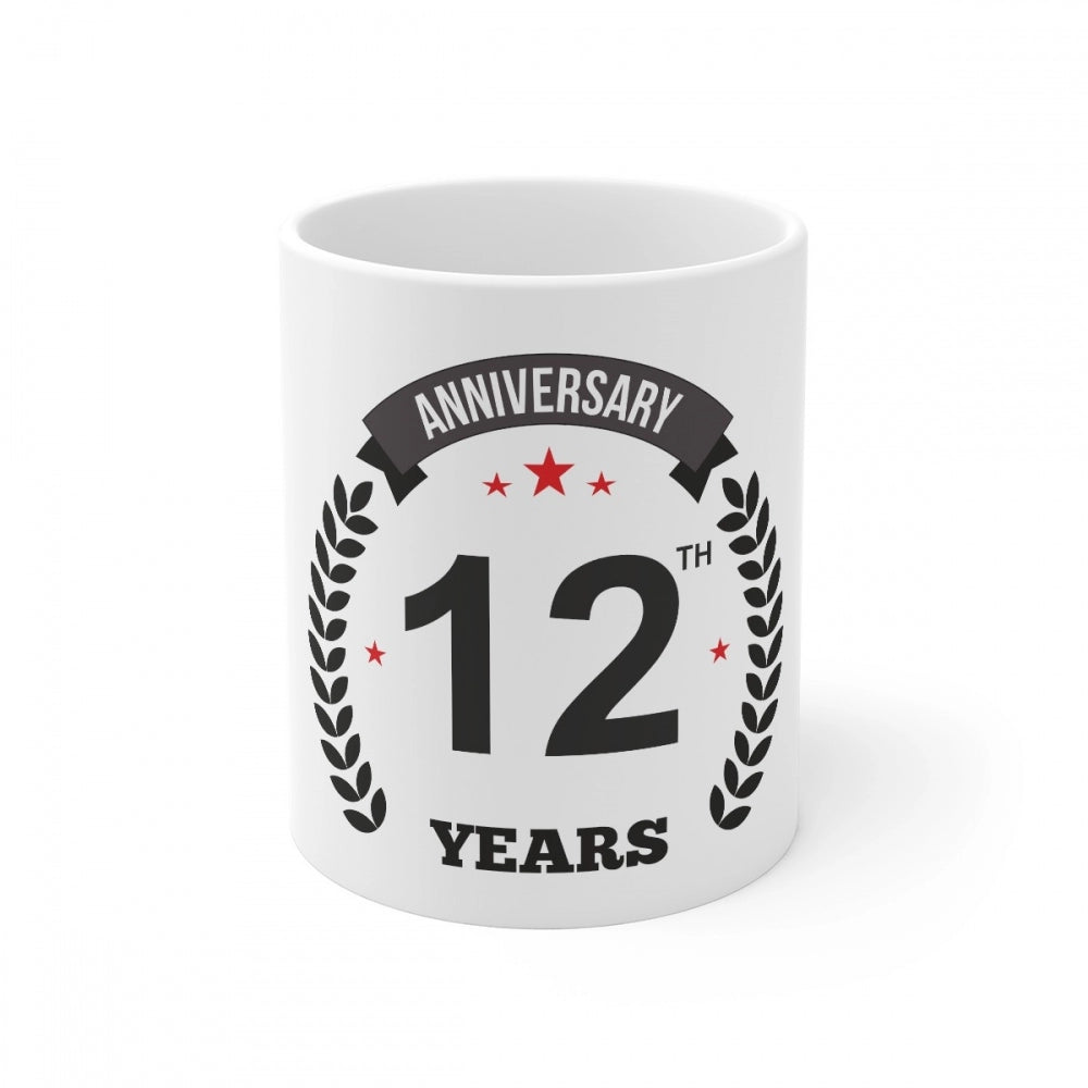 Generic Ceramic 12th Anniversary Printed Coffee Mug (Color: White, Capacity:330ml) Main image