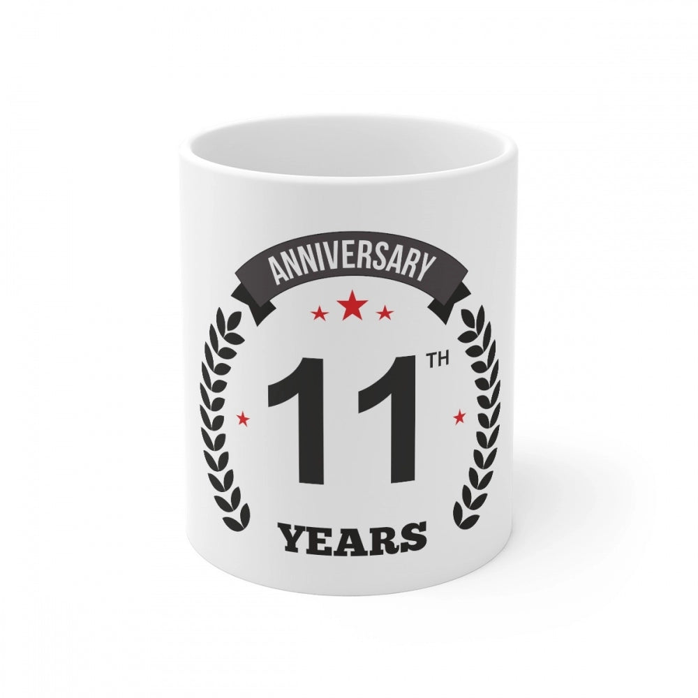 Generic Ceramic 11th Anniversary Printed Coffee Mug (Color: White, Capacity:330ml) Main image