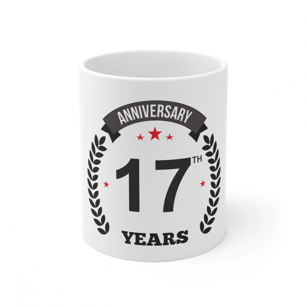 Generic Ceramic 17th Anniversary Printed Coffee Mug (Color: White, Capacity:330ml) Main image