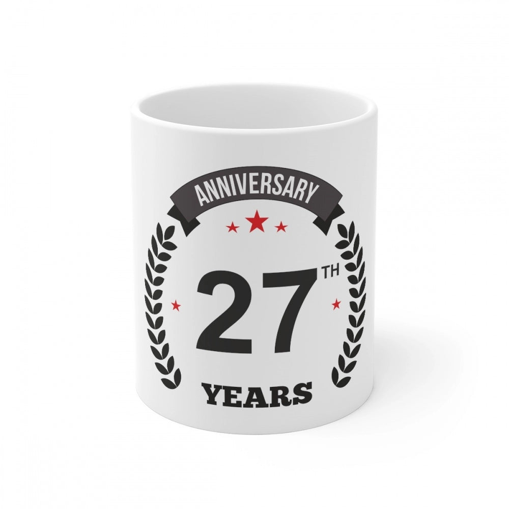 Generic Ceramic 27th Anniversary Printed Coffee Mug (Color: White, Capacity:330ml) Main image