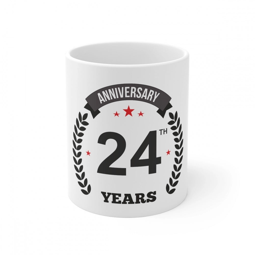 Generic Ceramic 24th Anniversary Printed Coffee Mug (Color: White, Capacity:330ml) Main image