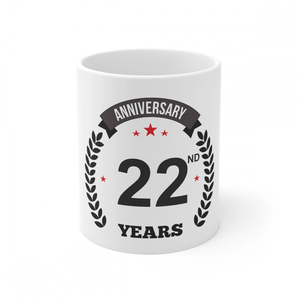 Generic Ceramic 22nd Anniversary Printed Coffee Mug (Color: White, Capacity:330ml) Main image