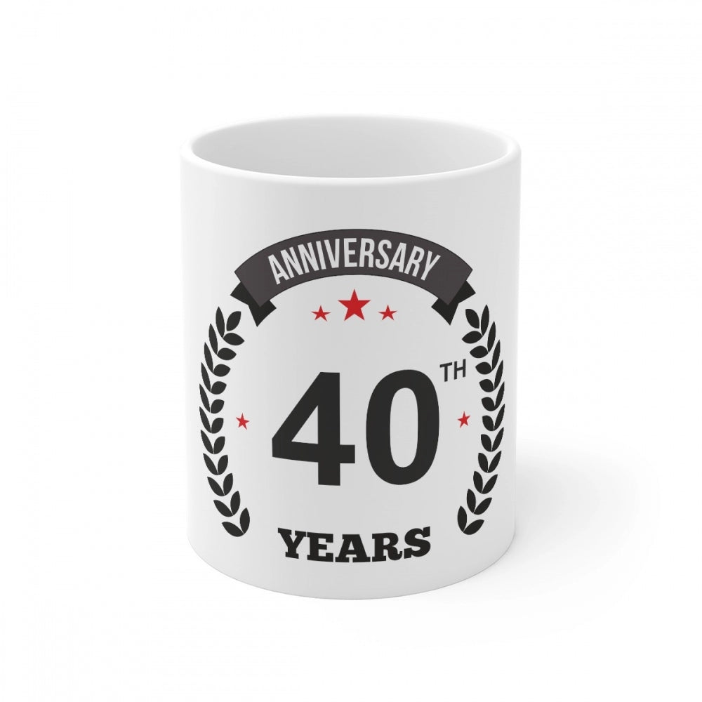 Generic Ceramic 40th Anniversary Printed Coffee Mug (Color: White, Capacity:330ml) Main image