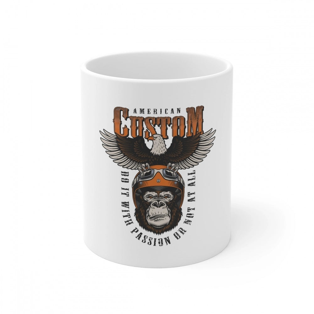 Generic Ceramic Gorila Desing Printed Coffee Mug (Color: White, Capacity:330ml) Main image