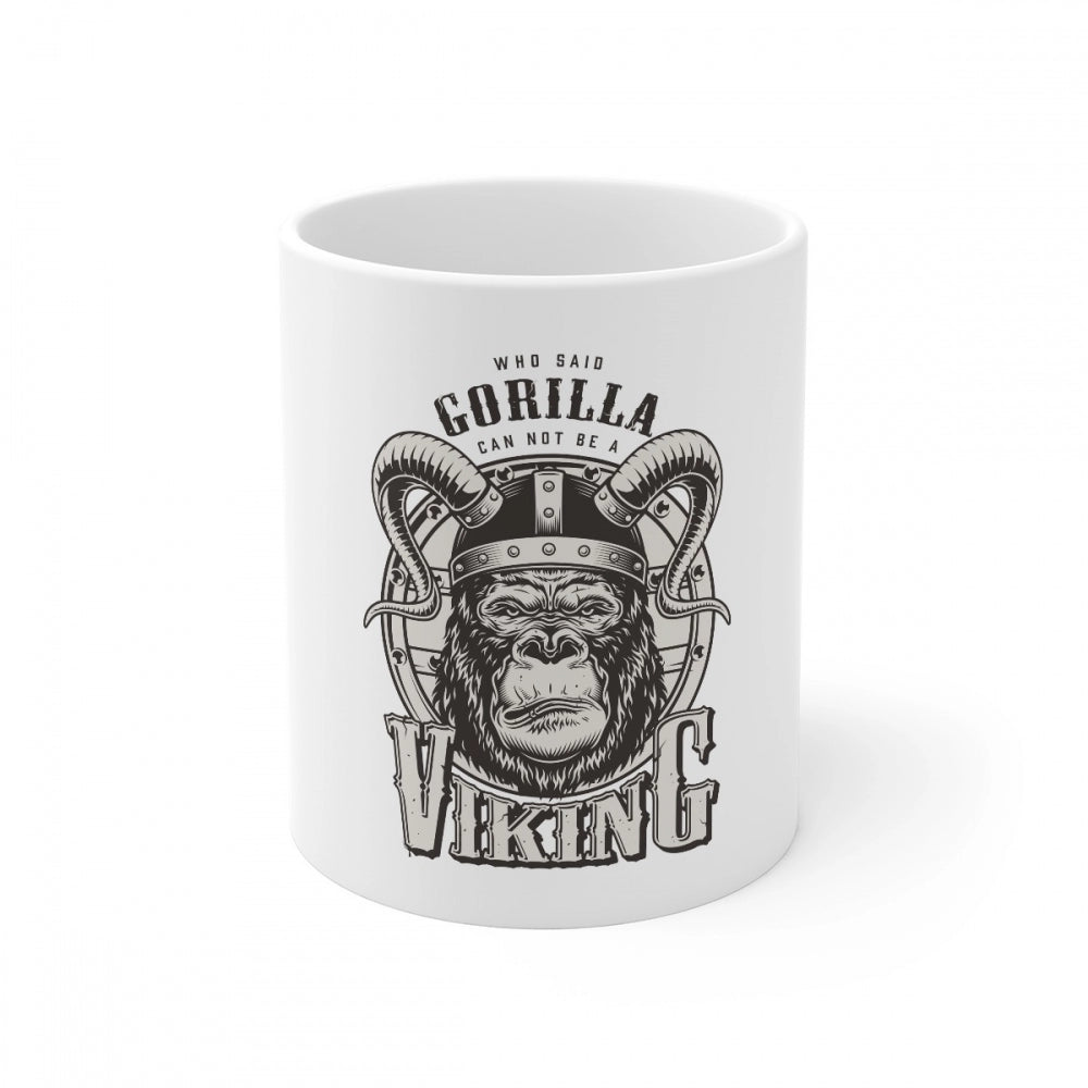 Generic Ceramic Gorila Desing Printed Coffee Mug (Color: White, Capacity:330ml) Main image