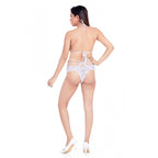 Generic Women's Lace Solid Sheer Lace Lingerie Set (White)
