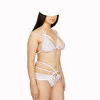 Generic Women's Lace Solid Sheer Lace Lingerie Set (White)
