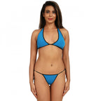 Generic Women's Nylon Spandex Bikini Sexy Bra Panty Set (Blue)