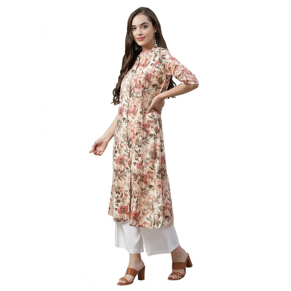 Generic Women's Cotton Printed Floral Print Kurti (Multicolor, Cotton) Secondary image
