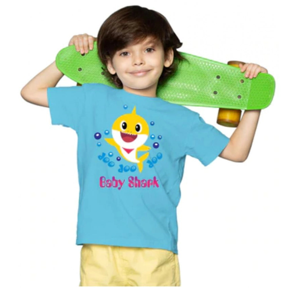Generic Boys Cotton Baby Shark Half Sleeve TShirt (Blue) Secondary image