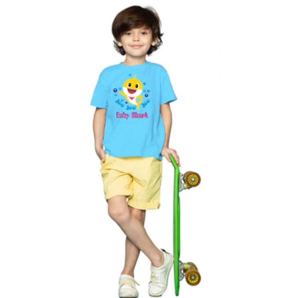 Generic Boys Cotton Baby Shark Half Sleeve TShirt (Blue) Main image