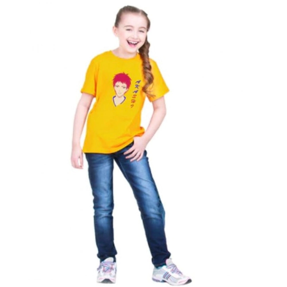 Generic Girls Cotton Akashi Half Sleeve TShirt (Yellow) Secondary image