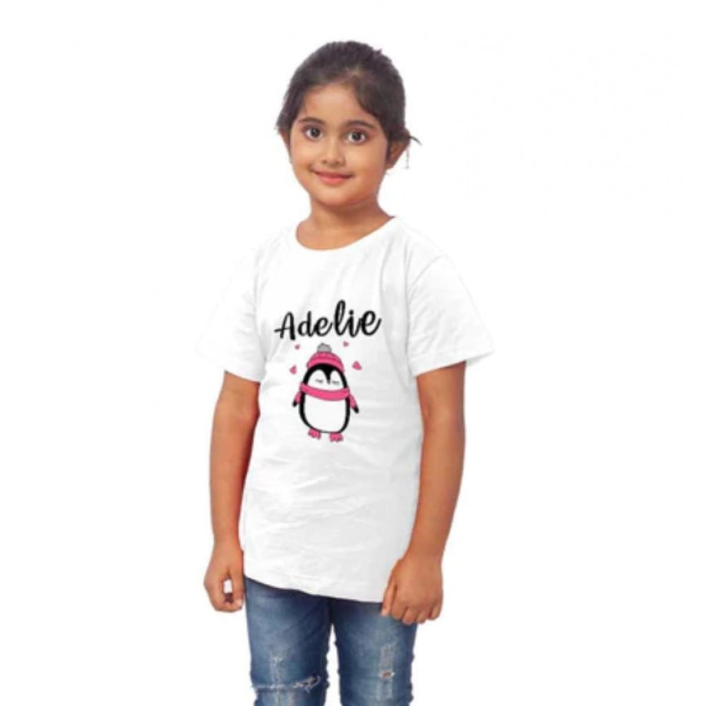 Generic Girls Cotton Adelie Half Sleeve TShirt (White) Secondary image