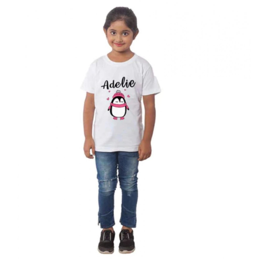 Generic Girls Cotton Adelie Half Sleeve TShirt (White) Main image