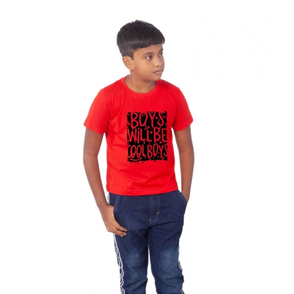Generic Boys Cotton Will Be Cool Half Sleeve TShirt (Red) Secondary image
