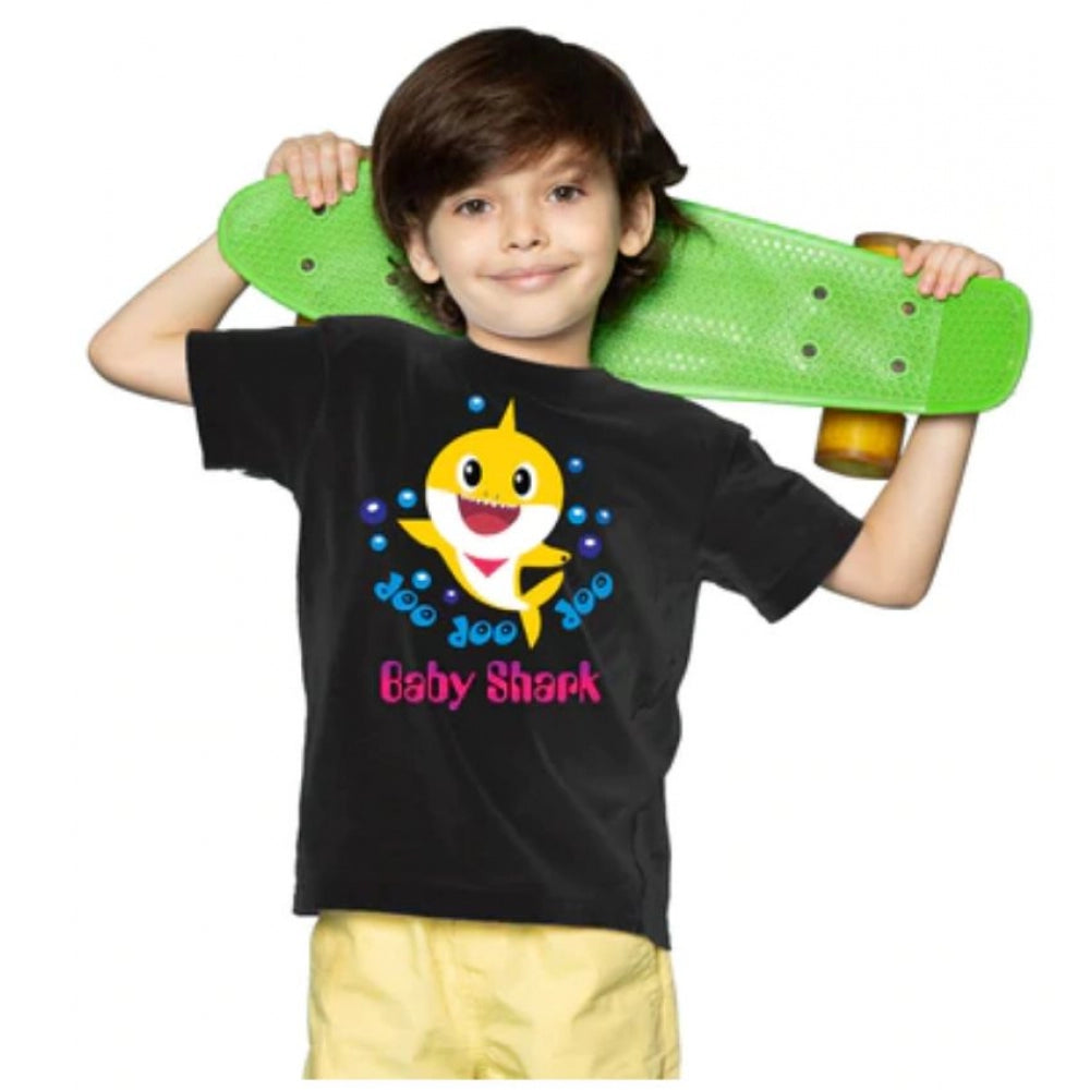 Generic Boys Cotton Baby Shark Half Sleeve TShirt (Black) Secondary image