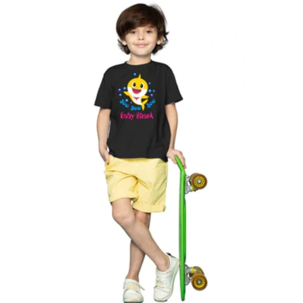 Generic Boys Cotton Baby Shark Half Sleeve TShirt (Black) Main image