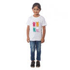 Generic Girls Cotton Cat Half Sleeve TShirt (White)