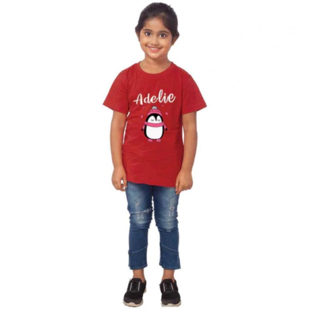 Generic Girls Cotton Adelie Half Sleeve TShirt (Maroon) Main image
