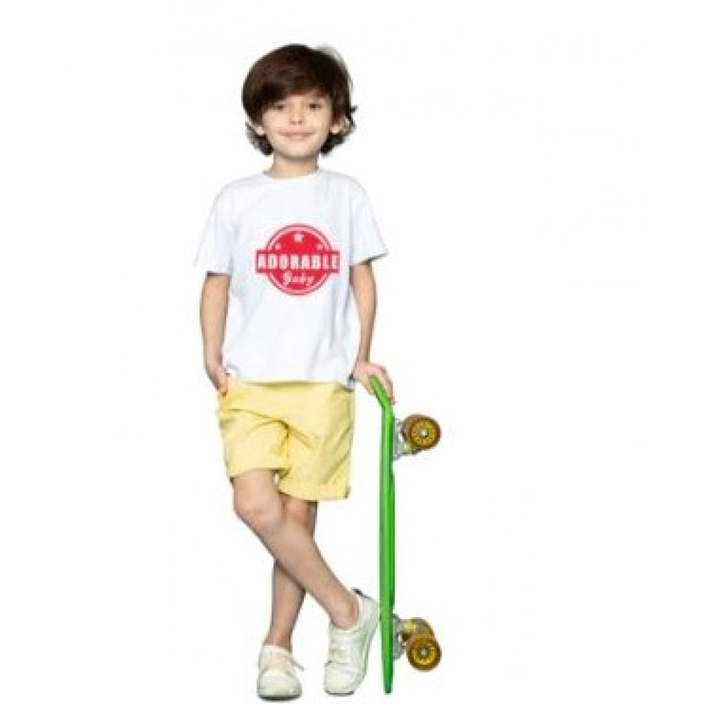 Generic Boys Cotton Adorable Baby Half Sleeve TShirt (White) Main image