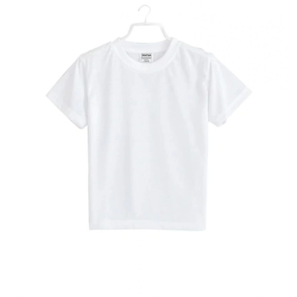 Generic Boys Cotton Plain Half Sleeve TShirt (White) Secondary image